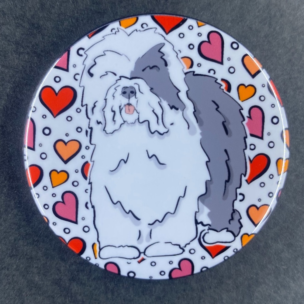 Old English Sheepdog Magnet 3.5", Handmade Pet Portrait Holiday Kitchen Decor